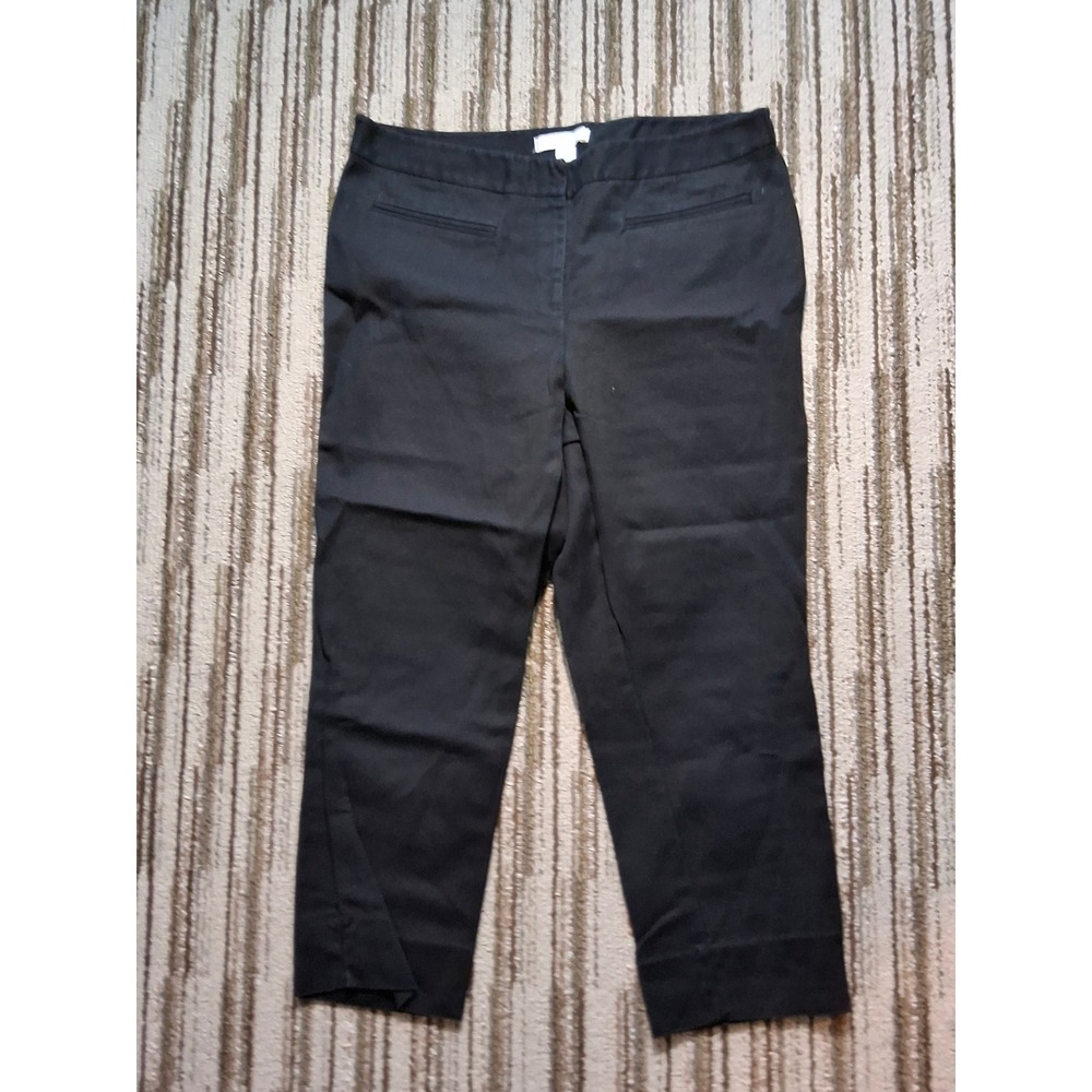 Chico's Black Cropped Trousers Stretch Cotton Blend Size 1.5 Medium Large